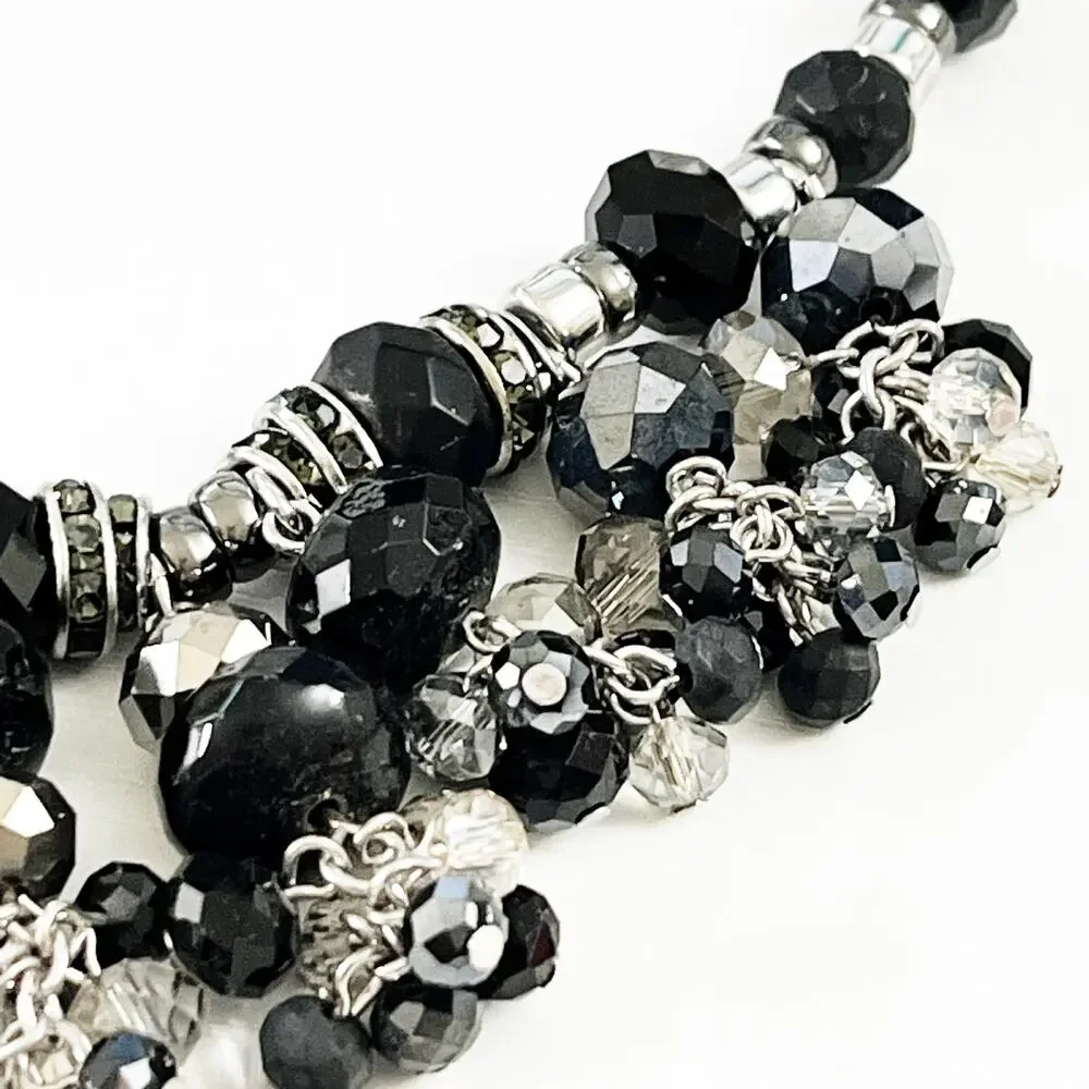 Talbots Black & Silver Faceted Bead Necklace